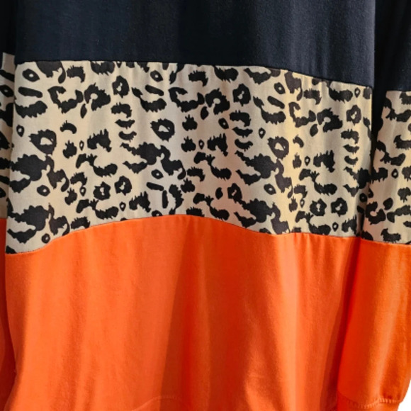 TRENDSI EXCLUSIVE Orange, Navy, Leopard Print Long Sleeve Top - Picture 2 of 6